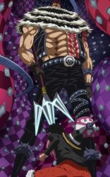 Rule 34 | 2boys, age difference, charlotte katakuri, male focus, monkey d. luffy, multiple boys, muscular, one piece, screencap, source request, tattoo, weapon
