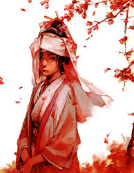 Rule 34 | 1girl, bad id, cherry blossoms, fcp, hair ornament, hairpin, japanese clothes, kimono, petals, solo