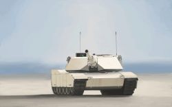 Rule 34 | amacalva, blue sky, cannon, commentary request, day, grenade launcher, headlight, m1 abrams, military, military vehicle, motor vehicle, no humans, outdoors, real life, sky, smoke grenade launcher, tank, turret, vehicle focus, weapon