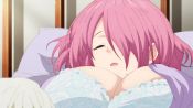 Rule 34 | 1girl, animated, sound, bed, bestiality, blush, bra, breasts, dog, dokyuu hentai hxeros, highres, huge breasts, interspecies, large breasts, licking, medium hair, video, navel, on bed, open clothes, panties, phone, pink eyes, pink hair, pov, saliva, saliva puddle, shirayuki maihime, stomach licking, tongue, underwear, video, waking up