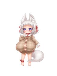 Rule 34 | 1girl, absurdres, alexi (tits!), animal ears, breasts, cleavage, collar, full body, highres, huge breasts, oppai loli, smile, solo, tail