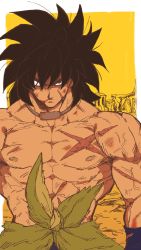 Rule 34 | 1boy, abs, black eyes, black hair, broly (dragon ball super), bruise, bruise on face, dragon ball, dragon ball super, dragon ball super broly, facial scar, highres, injury, looking at viewer, male focus, mature male, muscular, muscular male, nipples, pectorals, relio db318, scar, scar on cheek, scar on chest, scar on face, topless male, short hair, solo, spiked hair, stomach, upper body, wind
