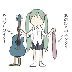 Rule 34 | &gt; &lt;, 1girl, acoustic guitar, animated, animated gif, aqua hair, chibi, closed eyes, guitar, hatsune miku, instrument, long hair, lowres, necktie, oota tomoyoshi, sleeves rolled up, solo, tomoyoshi ohta, translation request, twintails, very long hair, vocaloid
