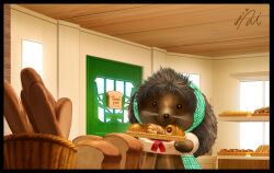 Rule 34 | baguette, bread, character request, check copyright, copyright request, dated, door, food, hedgehog, indoors, loaf of bread, miwa nagi, no humans, signature, sylvanian families, thank you, tray, window