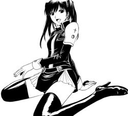 Rule 34 | 00s, animated, animated gif, boots, d.gray-man, greyscale, high heel boots, high heels, lenalee lee, monochrome, nude, solo, thigh boots, thighhighs