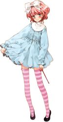 Rule 34 | 1girl, aria vancleef, blue eyes, blush, bow, bow legwear, clothes lift, dress, dress lift, flat chest, full body, hair bow, littlewitch, official art, ooyari ashito, pink hair, pink thighhighs, red hair, ribbon, shoes, short dress, short hair, shoujo mahou gaku littlewitch romanesque, smile, solo, standing, striped clothes, striped thighhighs, thighhighs, tiptoes, transparent background, turtleneck, wand, zettai ryouiki