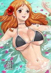 Rule 34 | 1girl, bikini, breasts, large breasts, nami (one piece), one piece, solo, swimsuit
