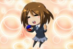 Rule 34 | 00s, = =, animated, animated gif, blush, brown hair, castanets, chibi, hirasawa yui, hqvga, instrument, k-on!, lowres, pantyhose, school uniform, solo, ume, ume (be my toy), un tan