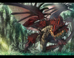 Rule 34 | bad id, bad pixiv id, capcom, dragon, fire, forest, fura, monster hunter (series), nature, rathalos, scales, wyvern