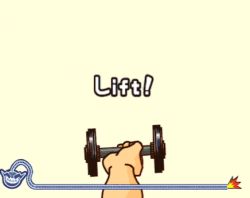 Rule 34 | 00s, 2007, animal, animated, animated gif, bomb, countdown, crown, exercising, explosion, explosive, flexing, lion, lowres, mountain, nintendo, open mouth, rainbow, river, star (symbol), sun, timer, tree, warioware, weightlifting, weights, what