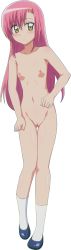 Rule 34 | 1girl, absurdres, blush, female focus, flat chest, full body, groin, hayate no gotoku!, highres, katsura hinagiku, legs, long hair, long image, nipples, nude, nude filter, pink hair, pussy, shoes, socks, solo, standing, tall image, thigh gap, thighs, third-party edit, uncensored