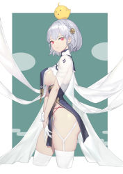 Rule 34 | 1girl, absurdres, azur lane, black skirt, border, braid, breast curtains, breasts, closed mouth, cropped legs, from side, garter straps, gloves, green background, high-waist skirt, highres, ki min-woo, large breasts, looking at viewer, looking to the side, manjuu (azur lane), official alternate costume, outside border, panties, red eyes, revealing clothes, see-through, short hair, sideboob, silver hair, simple background, sirius (azur lane), sirius (azure horizons) (azur lane), skindentation, skirt, solo focus, underwear, white border, white gloves, white legwear, white panties