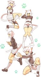 Rule 34 | 1boy, 1girl, androgynous, animal ears, bad id, bad pixiv id, highres, hunter x hunter, isaki, multiple views, neferpitou, other focus, short hair, tail, trap, white hair
