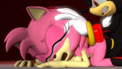 Rule 34 | 1boy, 1girl, 3d, all fours, amy rose, animated, animated gif, breasts, green eyes, hetero, mistersfm, penis, sega, sex, shadow the hedgehog, sonic (series), sonic (series), stomach bulge, uncensored