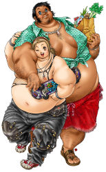 Rule 34 | 2boys, fat, fat man, glasses, highres, multiple boys, nipples, obese, tanuma yuuichirou, white background, yaoi