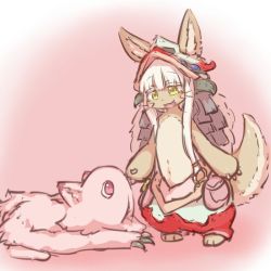 Rule 34 | 10s, brown eyes, rabbit, furry, grey hair, long hair, made in abyss, mitty (made in abyss), nanachi (made in abyss), ohakotome