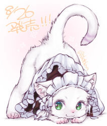 Rule 34 | :3, animal, animal ears, body fur, cat, cat ears, cat tail, claws, closed mouth, commentary request, dated, green eyes, ikuta takanon, jack-o&#039; challenge, maid, maid headdress, meme, no humans, original, smile, solo, tail, top-down bottom-up, twitter username, whiskers