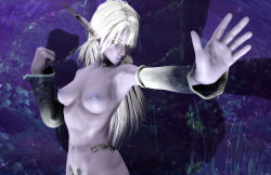 Rule 34 | 1girl, 3d, absurdres, breasts, elf, highres, large breasts, nipples, pointy ears, silver hair, solo