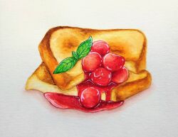 Rule 34 | berry, bread, food, food focus, grey background, laia alkaloid, no humans, original, simple background, syrup