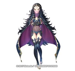 Rule 34 | 1girl, black cape, black hair, bracelet, bridal gauntlets, cape, circlet, commentary request, company name, covered navel, crossed arms, facial mark, fire emblem, fire emblem fates, fire emblem heroes, flat chest, forehead, forehead mark, gold trim, groin, jewelry, kousei horiguchi, long hair, looking at viewer, nail polish, nintendo, nyx (fire emblem), official art, red cape, red eyes, solo, thighhighs, thighs, toenail polish, toenails, veil, very long hair, watermark, zettai ryouiki