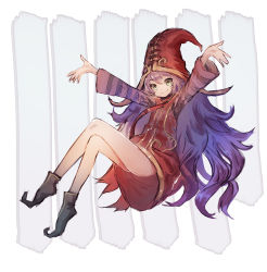Rule 34 | 1girl, arms up, full body, green eyes, hat, league of legends, long hair, looking at viewer, lulu (league of legends), meto31, purple hair, smile, solo, very long hair
