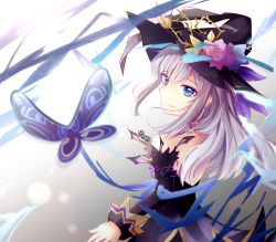 Rule 34 | absurdres, blue eyes, bug, butterfly, grey hair, hat, highres, histoire, bug, magiquone, neptune (series), yitsune (artist)