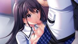 Rule 34 | animated, animated gif, breasts, censored, fellatio, game cg, grisaia (series), grisaia barcarolle, looking at another, oral, purple hair, room, sakaki yumiko, school uniform