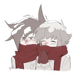 Rule 34 | 2boys, blush, coat, cold, cropped torso, fur-trimmed mittens, fur trim, hair between eyes, kd (jichaman1), looking ahead, male focus, manjoume jun, mittens, monochrome, multiple boys, red scarf, rubbing hands together, runny nose, scarf, short hair, snot, spiked hair, trembling, winter, yaoi, yu-gi-oh!, yu-gi-oh! gx, yuuki juudai