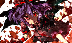 Rule 34 | 1girl, bad id, bad pixiv id, blood, blood on face, blood stain, female focus, purple hair, red eyes, remilia scarlet, short hair, solo, touhou, zen33n