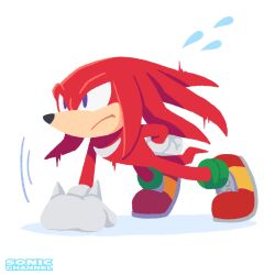 Rule 34 | 1boy, arm behind back, exercising, furry, furry male, gloves, highres, knuckles the echidna, official art, purple eyes, push-ups, red footwear, red fur, simple background, sonic (series), sonicofficialjp, white background, white gloves