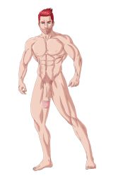 Rule 34 | 1boy, absurdres, beard, commission, commissioner upload, facial hair, highres, large penis, male focus, muscular, muscular male, nude, original, penis, pollo1567, pubic hair, red eyes, red hair