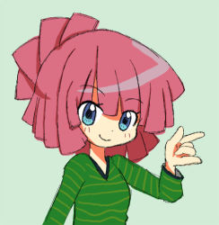 Rule 34 | 10s, 1girl, blue eyes, looking at viewer, pink hair, short hair, simple background, smile, solo, star driver, tagme, you mizuno