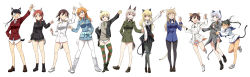 Rule 34 | 501st joint fighter wing, 6+girls, absurdres, agahari, animal ears, bespectacled, black hair, black pantyhose, blonde hair, blue eyes, blush, boots, brown hair, cat ears, cat tail, charlotte e. yeager, charlotte e yeager (cosplay), closed eyes, cosplay, costume switch, eila ilmatar juutilainen, eila ilmatar juutilainen (cosplay), erica hartmann, erica hartmann (cosplay), everyone, eyepatch, fangs, fox ears, francesca lucchini, francesca lucchini (cosplay), gertrud barkhorn, gertrud barkhorn (cosplay), glasses, green eyes, highres, legs, long hair, long image, lynette bishop, lynette bishop (cosplay), military, military uniform, minna-dietlinde wilcke, minna-dietlinde wilcke (cosplay), miyafuji yoshika, miyafuji yoshika (cosplay), multiple girls, necktie, no socks, panties, panties under pantyhose, pantyhose, perrine h. clostermann, perrine h clostermann (cosplay), rabbit ears, rabbit girl, rabbit tail, red eyes, red hair, sakamoto mio, sakamoto mio (cosplay), sanya v. litvyak, sanya v litvyak (cosplay), school uniform, serafuku, short hair, silver hair, smile, strike witches, striped clothes, striped panties, tail, thighhighs, twintails, underwear, uniform, white pantyhose, wide image, world witches series, yellow eyes