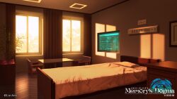 Rule 34 | bed, chair, evening, fern, holographic monitor, hospital, hospital bed, monitor, original, picture frame, scenery, sunlight, sunset, table, window, yk funa