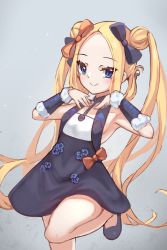 Rule 34 | 1girl, abigail williams (fate), bare shoulders, black bow, black dress, blonde hair, blue eyes, blush, bow, breasts, closed mouth, cosplay, detached sleeves, double bun, dress, fate/grand order, fate (series), forehead, hair bow, hair bun, hands on own chest, highres, long hair, looking at viewer, miya (miyaruta), multiple bows, orange bow, parted bangs, sidelocks, small breasts, twintails, yang guifei (fate), yang guifei (fate) (cosplay), yang guifei (first ascension) (fate)