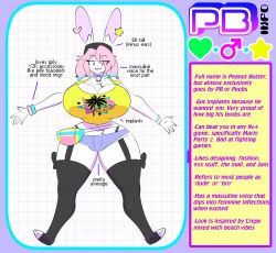 Rule 34 | 1boy, absurdres, animal ears, bare shoulders, bell, black hat, black thighhighs, blue hair, blue shorts, bow, bracelet, breast implants, breasts, character sheet, choker, commentary, curvy, english text, eyes visible through hair, fangs, fanny pack, furry, girly boy, gradient hair, grid, grid background, hat, heart, highleg, highres, huge breasts, jewelry, logo, looking at viewer, male with breasts, mars symbol, medium hair, multicolored hair, narrow waist, navel, neck bell, no shoes, open hands, open mouth, original, outstretched arms, pb (theycallhimcake), pink hair, print shirt, rabbit boy, rabbit ears, rabbit tail, shirt, short shorts, shorts, smile, solo, spread arms, star (symbol), straight-on, tail, theycallhimcake, thick thighs, thighhighs, thighs, trap, white fur, wide hips, yellow shirt