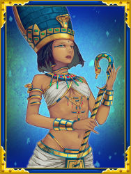Rule 34 | ancient egypt, black hair, blue eyes, breasts, dark skin, egyptian, hat, jewelry, shita to hidari, staff, underboob