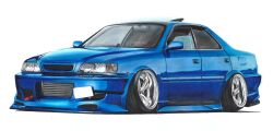 Rule 34 | blue car, car, highres, license plate, motor vehicle, no humans, original, shadow, stance (vehicle), takapon 0505, toyota, toyota chaser, vehicle focus, white background