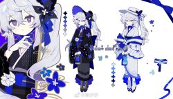 Rule 34 | + +, 1girl, bag, black footwear, black headwear, black jacket, black kimono, black sash, black sleeves, blue bag, blue bow, blue bowtie, blue flower, blue headwear, blue ribbon, blue shawl, blue sleeves, bonnet, boots, bow, bowtie, butterfly hat ornament, character sheet, chinese commentary, chinese text, closed mouth, color guide, commentary request, commission, commissioner name, cross-laced footwear, eyelashes, finger to own chin, fingernails, floral print, flower, flower brooch, frilled sleeves, frills, full body, hair flower, hair ornament, hairclip, haori, hat, hat bow, hat ornament, hat ribbon, high heel boots, high heels, highres, holding, holding bag, huasha, jacket, japanese clothes, kimono, lace-trimmed shawl, light blush, light frown, long hair, long sleeves, looking at viewer, multiple views, obi, open clothes, open jacket, original, purple eyes, ribbon, ribbon-trimmed sleeves, ribbon trim, sandals, sash, shawl, side ponytail, sleeve ribbon, smile, socks, sparkling eyes, tabi, two-sided fabric, two-sided headwear, two-sided sleeves, upper body, watermark, weibo logo, weibo username, white background, white hair, white headwear, white kimono, white socks, wide sleeves, x hair ornament, yukata, zouri