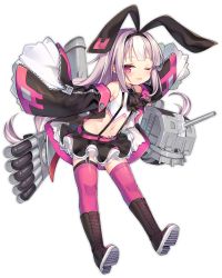 Rule 34 | 1girl, ;d, ;p, ao jun, azur lane, bare shoulders, belt, black bow, black footwear, black hairband, black ribbon, black skirt, black sleeves, blush, boots, bow, brown hair, cannon, closed mouth, collared shirt, crop top, cross-laced footwear, detached sleeves, flat chest, full body, hair ribbon, hairband, hobby (azur lane), knee boots, lace-up boots, long hair, long sleeves, midriff, navel, official art, one eye closed, open mouth, pink belt, pink thighhighs, pleated skirt, ribbon, shirt, shoe soles, sidelocks, skirt, sleeveless, sleeveless shirt, sleeves past fingers, sleeves past wrists, smile, solo, thighhighs, thighhighs under boots, tongue, tongue out, torpedo, transparent background, turret, very long hair, white shirt, wide sleeves, zipper pull tab