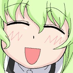 Rule 34 | 00s, 1girl, :d, ^ ^, blush, close-up, closed eyes, green hair, lowres, media (pani poni), open mouth, pani poni dash!, smile, solo