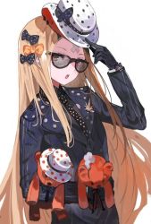 Rule 34 | abigail williams (fate), alchemaniac, blonde hair, blue eyes, fate/grand order, fate (series), formal, hat, long hair, parted bangs, suit, sunglasses