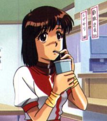 Rule 34 | 1girl, drinking straw, scan, drinking, solo, takaya noriko, top wo nerae!, wristband