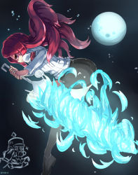 Rule 34 | 1girl, alternate costume, armband, ass, atlus, bad id, bad pixiv id, bare legs, black egrets, boots, breasts, brown eyes, chibi, chibi inset, closed umbrella, cosplay, dated, full moon, hair over one eye, impossible clothes, impossible shirt, kirijou mitsuru, kirijou mitsuru (cosplay), krieg (skullgirls), large breasts, long hair, miniskirt, moon, night, night sky, open mouth, parasoul (skullgirls), persona, persona 3, red eyes, red hair, salute, voice actor connection, shin megami tensei, shirt, skirt, skullgirls, sky, soldier, solo, sweater, tanaka rie, tinpam, umbrella, weapon, yellow eyes