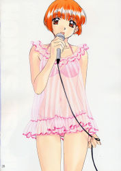 Rule 34 | 1girl, bob cut, highres, microphone, polorinken, red hair, see-through, solo, swimsuit, tagme