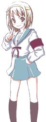 Rule 34 | 00s, brown hair, kimarin, oekaki, school uniform, serafuku, short hair, solo, suzumiya haruhi, suzumiya haruhi no yuuutsu