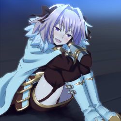 Rule 34 | 1boy, astolfo (fate), boots, fate/apocrypha, fate (series), garter straps, hondarai, male focus, pink hair, purple eyes, sitting, solo, tagme, trap
