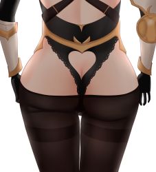 Rule 34 | 1girl, absurdres, ass, ass focus, butt crack, clothes pull, clothing cutout, from behind, genshin impact, gloves, head out of frame, heart cutout, highres, laichange, noelle (genshin impact), panties, pantyhose, pantyhose pull, underwear