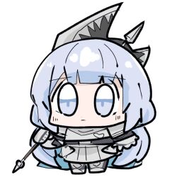 1girl chibi chibi_only grey_eyes grey_hair grimlight samebaiku simple_background solo tin_knight_(grimlight) white_background