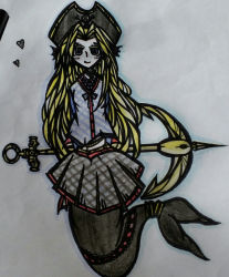 Rule 34 | anchor, blonde hair, digimon, digimon (creature), hat, mermaid, mermaimon, monster girl, original, pirate hat